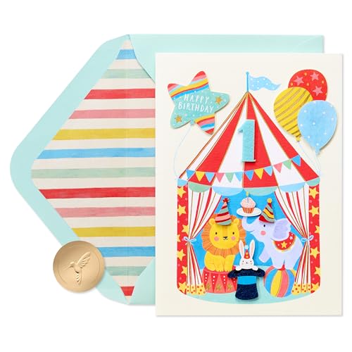 Papyrus Carte 1er anniversaire avec animaux de cirque mignons