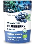 LOOV Wild Blueberry Powder Organic, Wild-Crafted from Nordic Forests, 100% Whole Fruit Bilberry, 15-Day Supply, 91 g, Freeze-Dried and Powdered Blueberries, No Added Sugar