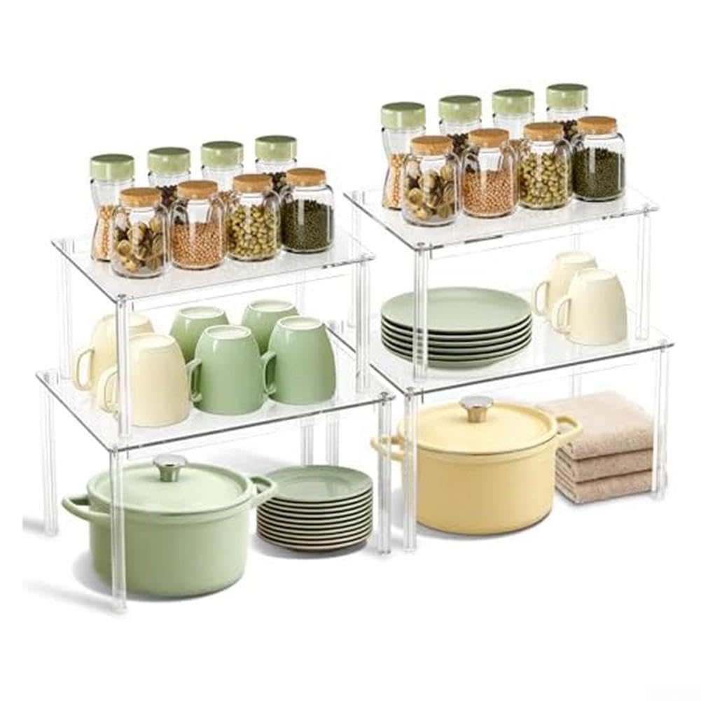 Klarer Küchenschrank Organizer 2 Etagen Stapelbar(Pack of 4)