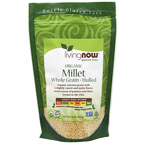 NOW Foods, Organic Millet, Gluten-Free, Whole Grain, Hulled, USA-Grown, 16-Ounce