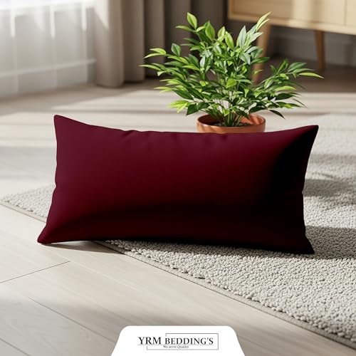 Image of YRM Bedding's - Egyptian Cotton 600TC Pillow Cover | Premium Pillowcases | Luxury Bedding-Export Collection | High Thread Count Durable & Breathable Covers - Wine | [20''x32''] Inches
