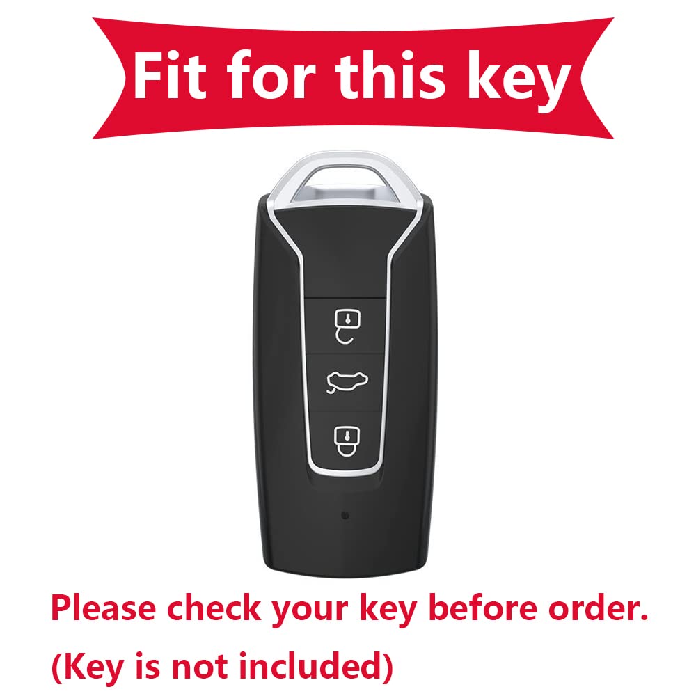 HIBEYO Leder Autoschlüssel Hülle - Für VW Touareg 2018-2022 Schwarz