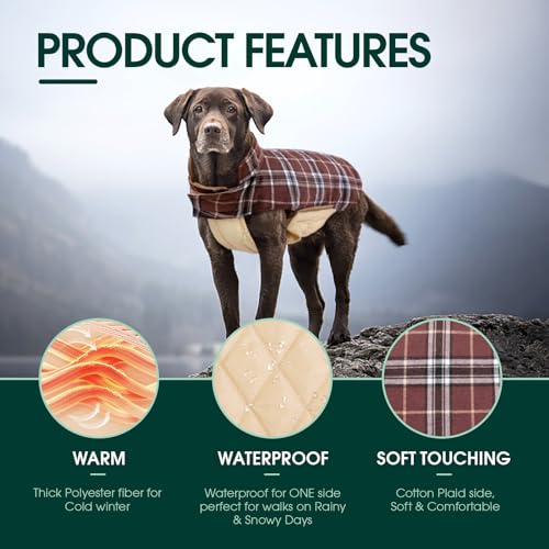image for Kuoser Warm Dog Coat, Waterproof Dog Jacket for Extra Large Dogs, Adju