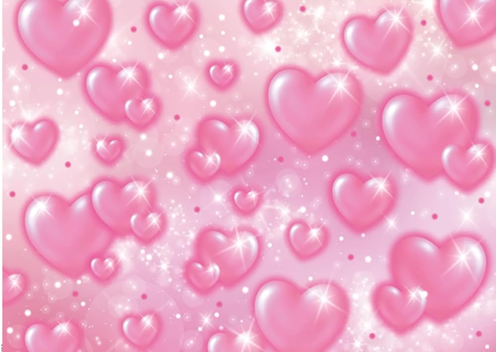 CYLYH 8x6FT Valentine's Day Backdrop Pink Heart Photo Backdrop 90s Background Sweet Women Men Happy Birthday Party Photography Background Studio Props