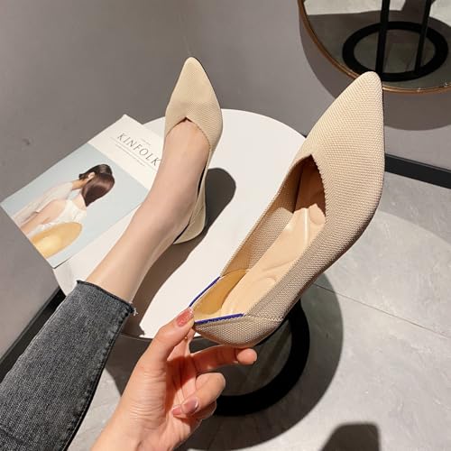 HIPPOSEUS Women's Knitted Ballet Flats Comfortable Casual Dressy Pointed Toe Walking Shoes3