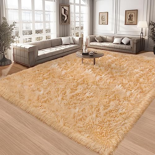 Ciicool Fluffy Faux Fur Area Rug 8 x 10 Feet,