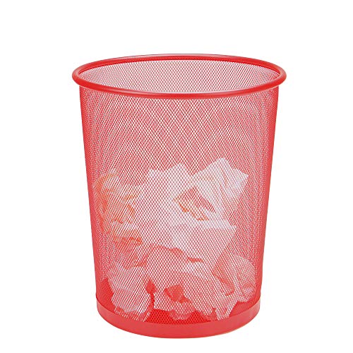 Mind Reader 1CIRGA-RED Garbage Basket, Recycling Set, Round Metal Mesh Trash Waste Bin