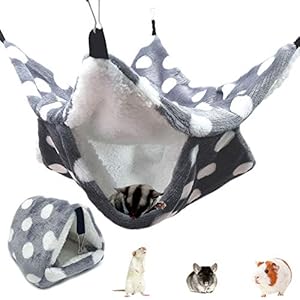 LeerKing hangmat en knuffelbed set knuffelige grot pluismat stapelbed hangend bed kooi klein dier bed knaagdier voor rat…