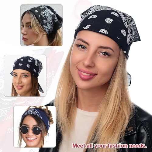 Vinuwu 12 Stück Bandana Herren Damen, Paisley 55x55cm Kopftuch Halstuch Sommer, Polyester Kopftücher Haartuch Nickitücher Motorrad Halstücher Tuch Cap Headwear Cowboy Festival Accessoires