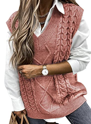 Image of EVALESS Oversized Sweater Vest for Women V Neck Sleeveless Solid Color Loose Pullover Sweater