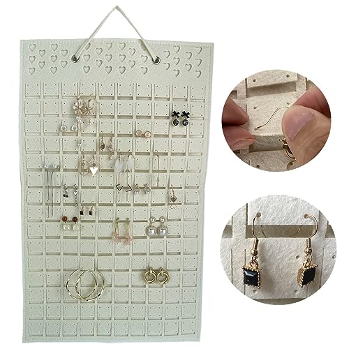 YAVO-EU Portaorecchini Organizzatore Appeso Contiene portagioielli Fino A 300 Paia Montaggio porta Gioielli da Appendere A Muro Gioielli Borsa Per Ragazze Donne (beige)