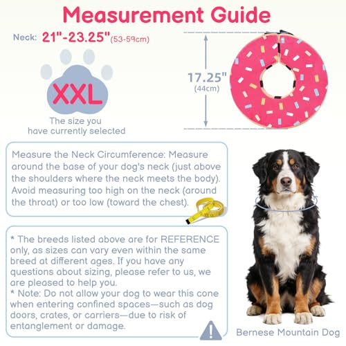 Image of Dog Cone, No-Inflation Sponge Donut Collar for Dogs After Surgery