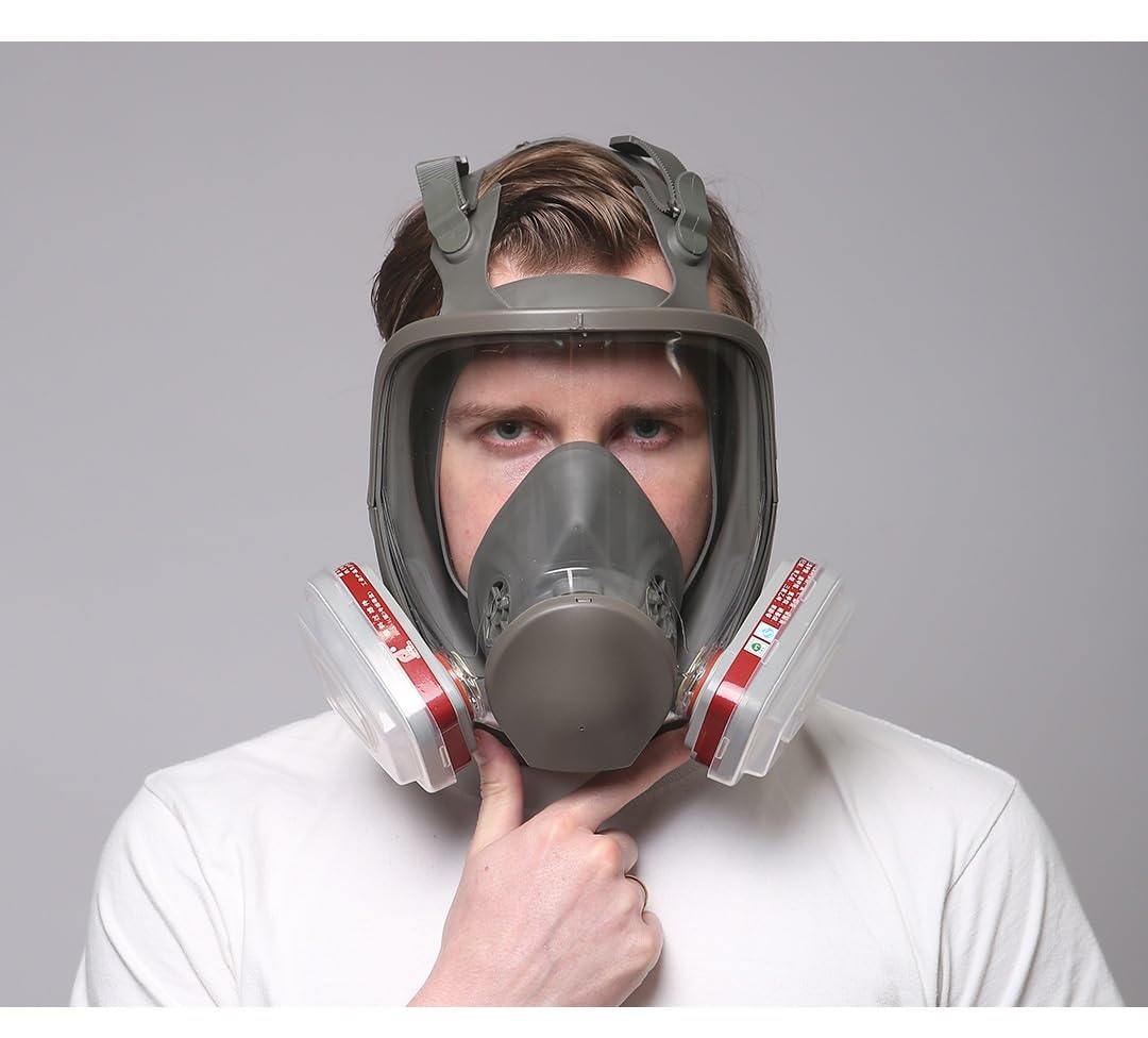 Respirateur facial complet réutilisable, Masque de Protection Respiratoire Réutilisable,Anti poussière,Masque avec Filtres pour Peinture,Travaux, Bricolage,Ponçage,avec 20 filtres de rechange