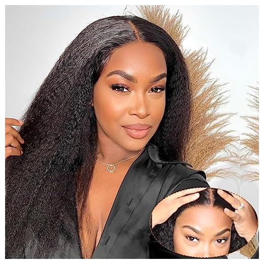 Domiso Wear and Go Glueless Wigs Human Hair Kinky Straight Pre Cut 6x4.6 HD Lace Front Wigs Human Hair Pre Plucked for Women Beginners Wig Natural Hairline Natural Black Color 200% Density 20 Inch