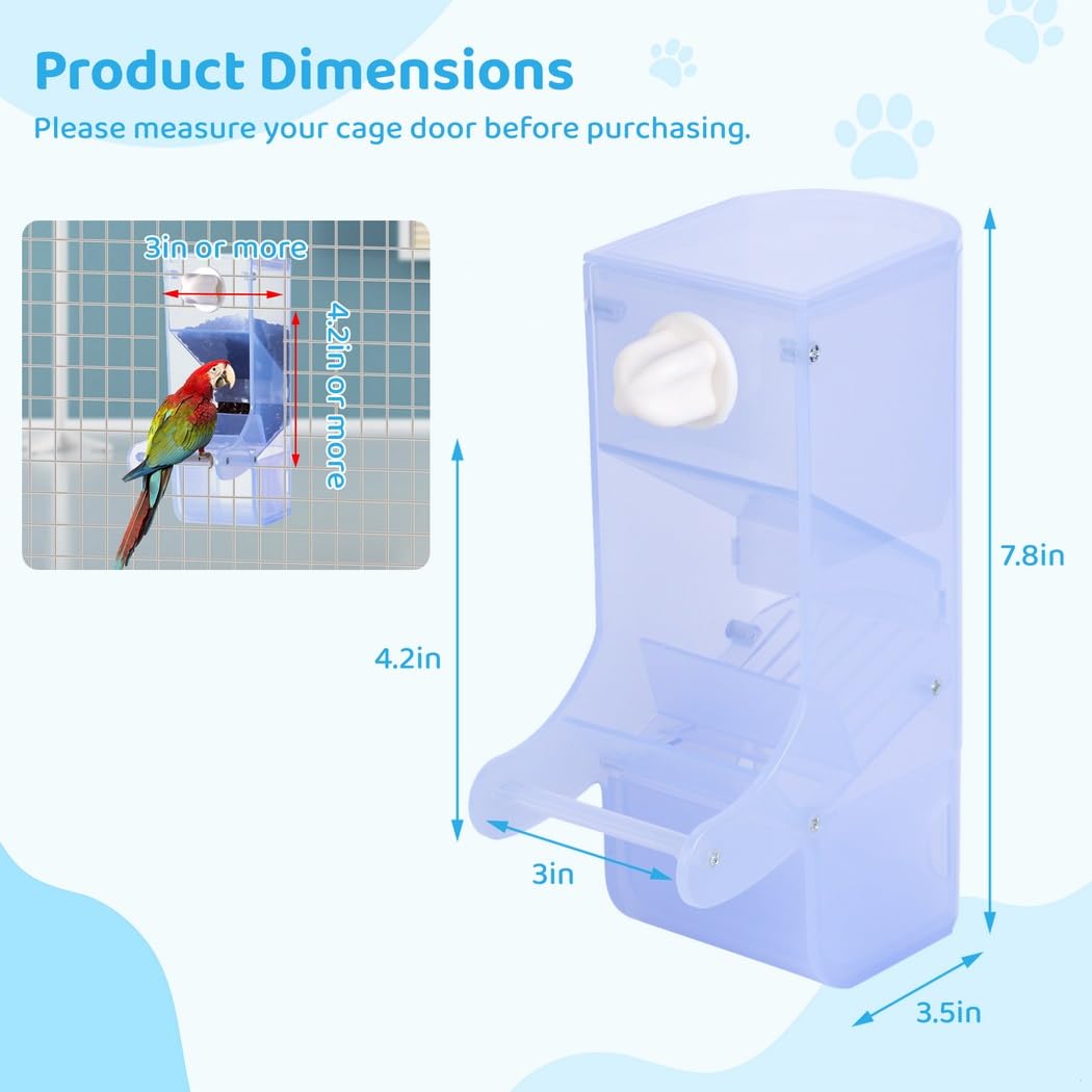 Mangeoire automatique semi-transparente pour perroquet avec perchoir, distributeur de graines d'oiseaux sans désordre pour cage, récipient de nourriture pour oiseaux, accessoires de cage pour petits