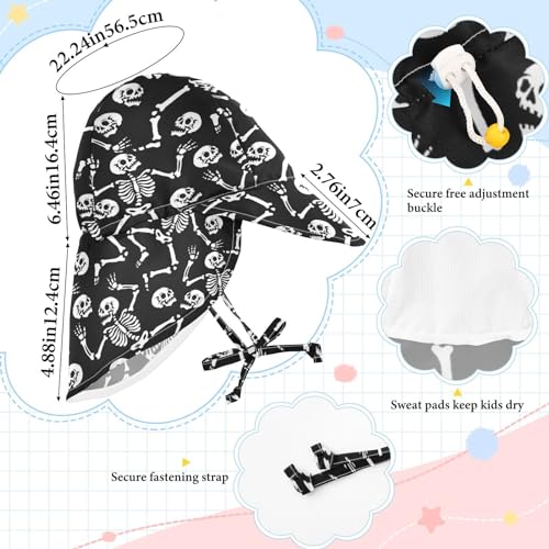 Baby Sun Hat for Girls Boys Skull Skeleton Funny Pattern Printed, Toddler Beach Bucket Hats for Camping Travel Outdoor 2-4T3