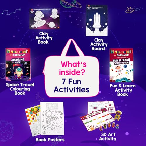 Image of Cello ColourUp Space Travel Kit | Includes 12 Clay Strips, Wax Crayons, Oil Pastels, Coloured Pens, Glitter Pens, Markers, Highlighter, Mini Sketch Pens & DIY Kit | Perfect for Kids' Birthday Gift