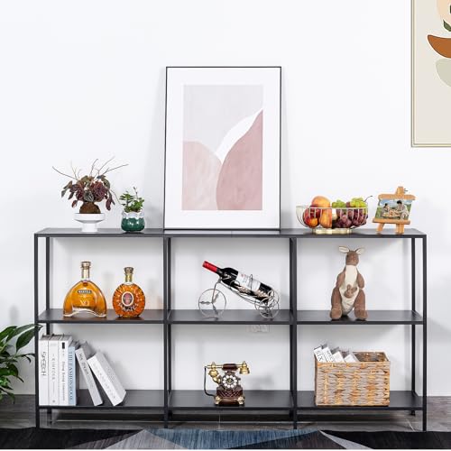 【Integrazione in diversi scenari】Questo tavolo da ingresso in metallo è disponibile nei colori bianco e nero per adattarsi a diversi stili di arredamento. Grazie al design sottile della consolle, si integra perfettamente, sia che si trovi all'ingresso, dietro il divano o nascosto sotto le scale.