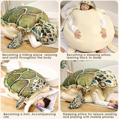 Coussin tortue géant en peluche douce pour salon et chambre d'enfant - 7