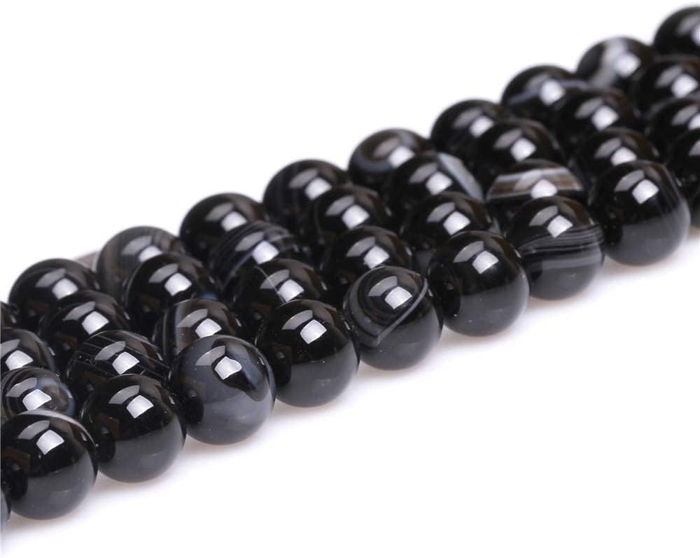 HAAMIIQII 60pcs 6mm Natural Black Striped Agate Stone Beads Round Loose Gemstone Beads for Jewelry Making Strand 15 Inch - Image 3