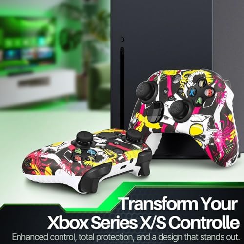 TNP Silicone Case Cover for Xbox Series X/S Controller Skin Shell + 8 Pro Thumb Grips Set (Poker) Ergonomic Textured Grip Dust Protector Compatible with New Xbox Series S X Controller Accessories - 1