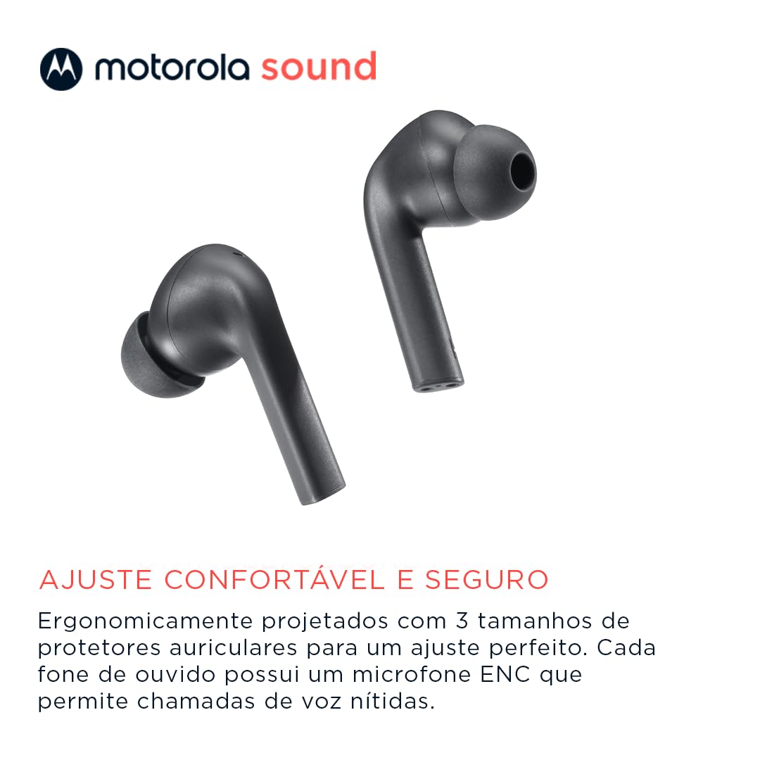 Motorola Moto Buds 065 bezprzewodowe słuchawki Bluetooth – bezprzewodowe słuchawki z Bluetooth 5.3 – wodoodporne słuchawki douszne – zasięg 15 m – słuchawki douszne do 17 godzin – czarne