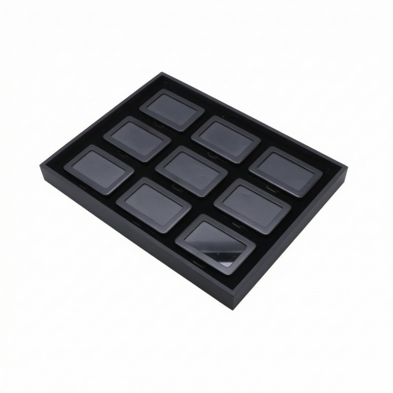 Plateau à Bagues Compact Présentoir à Bijoux avec Compartiments Léger Boîte à Bijoux avec Compartiments pour, Noir, Plateau Vide 20 Emplacements Sans Boîte Métallique