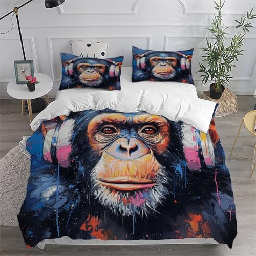 Parure de lit singe 200x200 avec 2 taies microfbre - 6