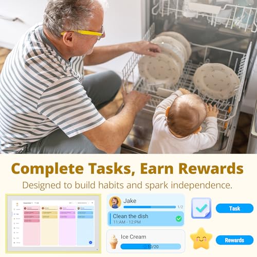 Image of Dragon Touch 15.6 Inch Digital Calendar Wall - 1920 x 1080 FHD Electronic Wall Calendar Family Planner with 32GB Memory and Wall Mount, Touchscreen Intelligent Desk Calendar, Yellow