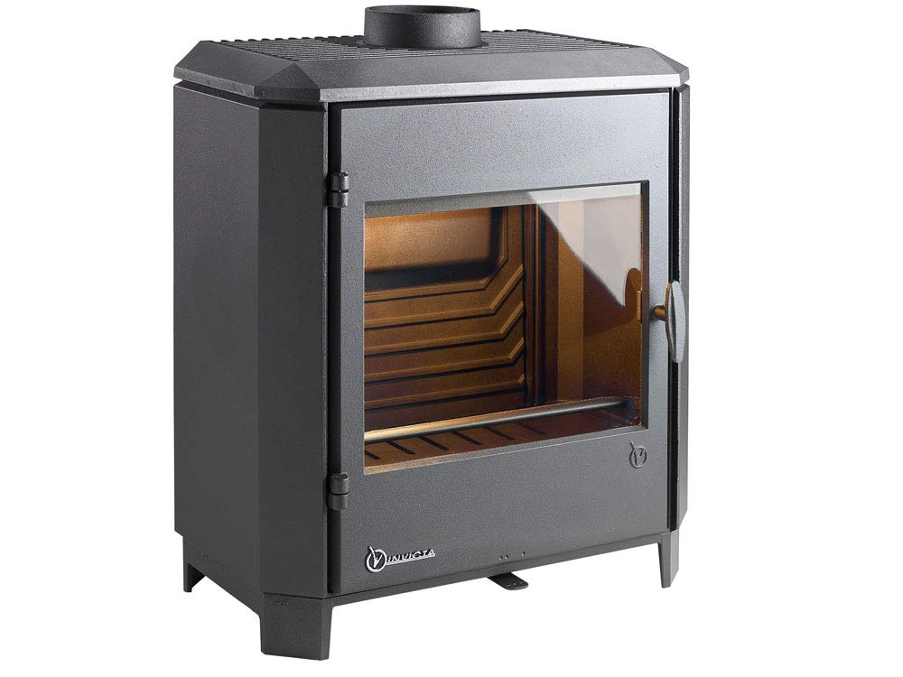 Invicta Poêle à bois en Fonte Carolo Noir 8 kW Surface de Chauffe 40-100 m² Flamme Verte 7 étoiles