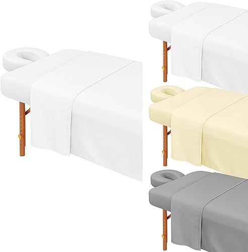 Kinlop Juego de 3 sábanas de microfibra para masaje, 3 colores, juego de 3 piezas, incluye sábana encimera de masaje, sábana bajera ajustable y