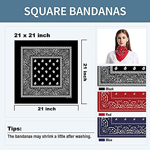 Muka 9 Pieces Paisley Bandanas Necktie Headband Pocket Square Handkerchiefs Cowboy Scarf Costume, 21" X 21"-Pink #TOP1