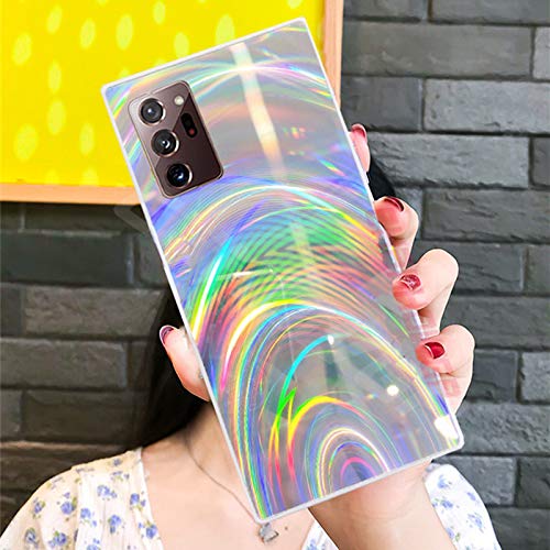 3D Rainbow Laser Glitter Soft Cover For Samsung Galaxy Series (S 20, SILVER)