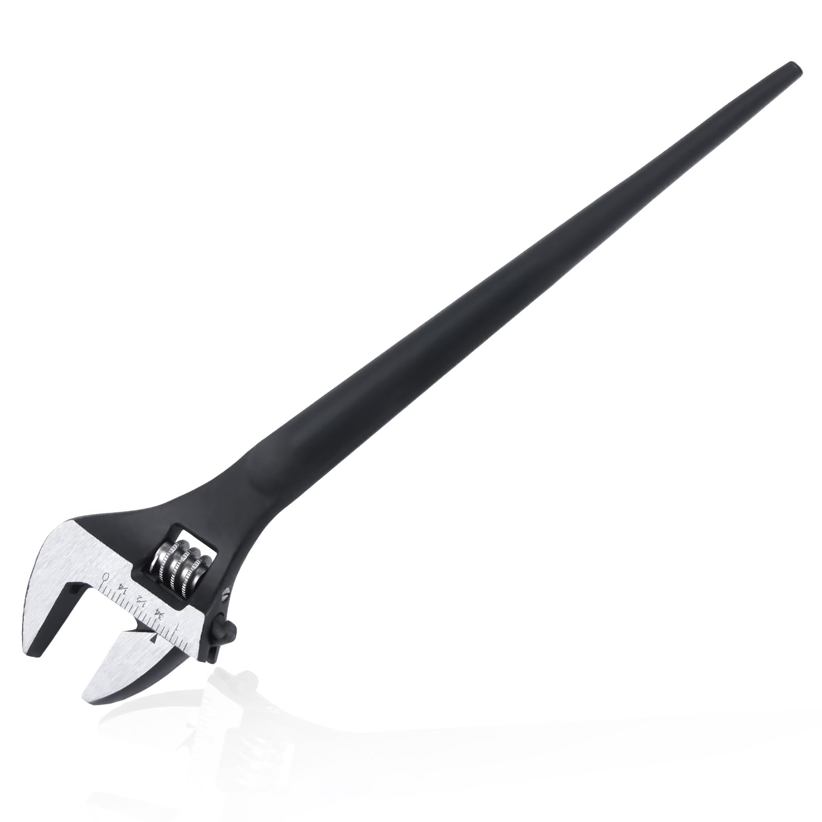 LEONTOOL 10-Inch Adjustable Spud Wrench Black Oxide Construction Wrench with SAE and Metric Scale Marked for Up to 34mm Nuts and Bolts