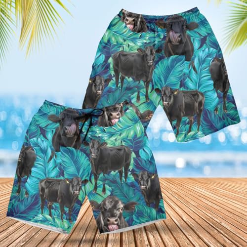 Cow Lovers Men's Swim Trunks - Tropical Summer Mens Swim Trunks with Mesh Lining Swimwear Bathing Suits Set 742