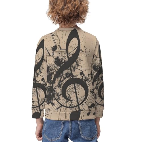 Music with Notes And ClefChildren's Casual Pullover Sweatshirt Loose Fit6-7Y2