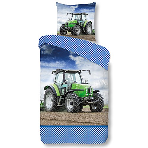 Good Morning dekbedovertrek Tractor 135 x 200 cm groen
