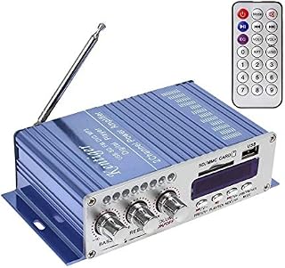 DollaTek 12V Hi-Fi Digital Stereo Audio Amplifier USB SD DVD FM Audio Stereo Radio MP3 Speaker Car Bluetooth Amplifier Mini 2 Channel Digital Display Power Player for Car/Boat/Motorcycle - Blue