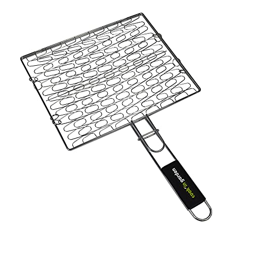Cook'in Garden, GR020, Rejilla Envolvente 34 x 28 cm, Resistente a Las Llamas y Altas temperaturas, Mango de Material softouch fácil de Manejar, Compatible con Muchas Marcas