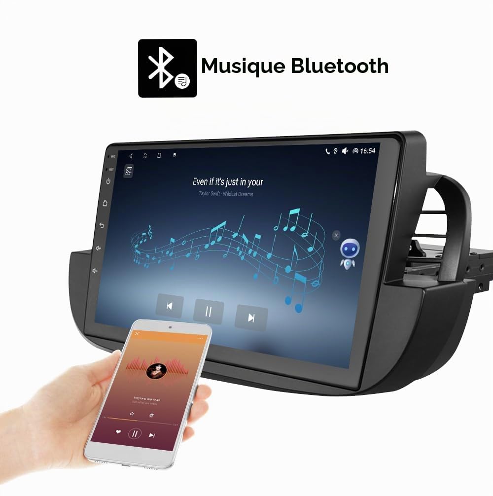 hizpo 9 pouces écran tactile Autoradio compatible avec Fiat 500 2007-2014 avec Carplay/Android Auto 4-core UPC 2+32GB DAB Adaptateur autoradio WiFi 4G Mirror Link (noir-1)
