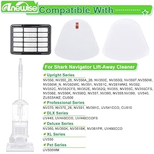 Replacement Filters for Shark Navigator Lift-Away Deluxe Vacuum NV350, NV351, NV356E, NV360, NV352, NV355, NV357, NV358, ZU503AMZ, 4 Pre-Felt + 2 Hepa Filter, Replace Parts #XHF350 & XFF350 Replacement Filters for Shark Navigator Lift Away Deluxe Vacuum NV350 NV351 NV356E NV360 NV352 NV355 NV357 NV358 ZU503AMZ 4 Pre Felt 2 Hepa Filter Replace Parts XHF350 XFF350