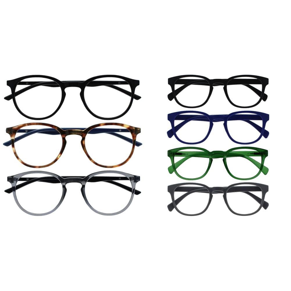 OPULIZE Met 3er-Pack Lesebrille Groß Runden Herren Damen Federscharniere