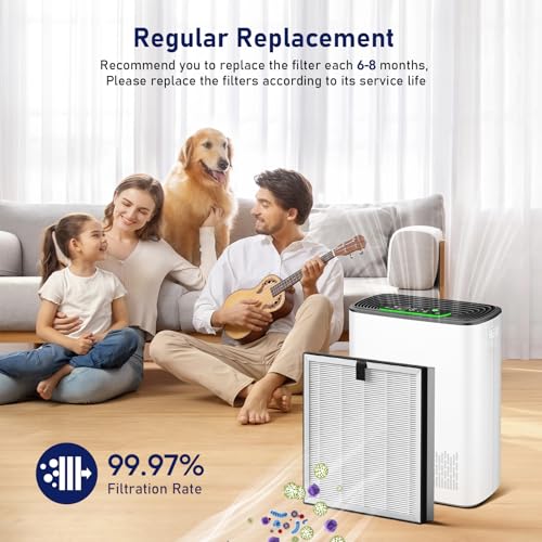 Image of 2 Pack APH3000 Replacement Filter Compatible with KNKA APH3000 Air Purifier, 3-in-1 HEPA Filter with CarbonTech Filters 99.97% of Pollen, Dust, Pet Dander, Smoke, Odors