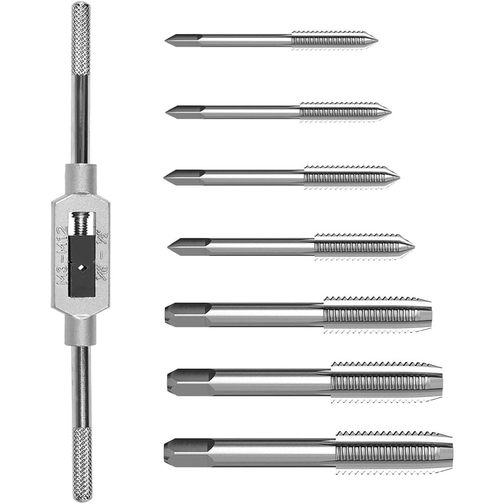 UpToDateTools 8PCS Metric Tap Set,Tap and Die Set,Hand Screw Thread Taps Set,Mini Metric Plug Tap Screw Tap Drill Tap Drill Set Tapping tool M3 M4 M5 M6 M8 M10 M12 - Image 8 thumbnail