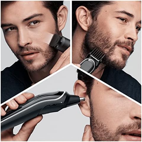 Braun 8-In-1 All-In-One Trimmer Series 5, Male Grooming Kit With Beard Trimmer, Hair Clippers, Ear & Nose Trimmer & Gillette Razor, 6 Attachments, Gifts For Men, UK 2 Pin Plug, MGK5260, Black/Grey