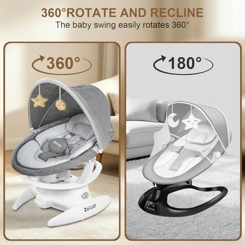 Image of 3-in-1 Baby Swing for Infants with Motion Detection, Infant Swing with 5 Speeds & 3 Swing Modes, 12 Melodies, Electric Swing for Baby, Indoor & Outdoor Use, Up to 25 lbs, Gray