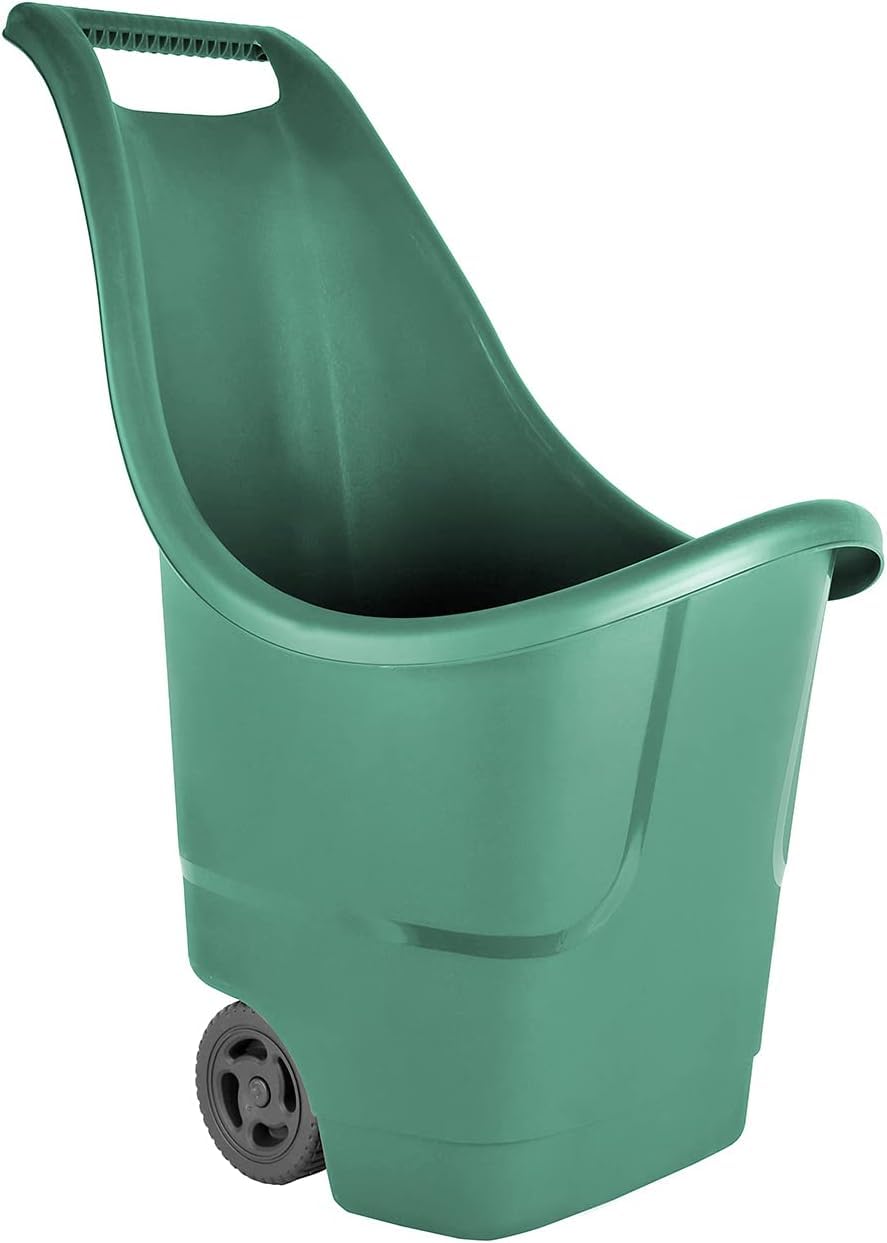 Serinova Carro de jardín, Carro Multiusos, Carretilla para Patio y jardín, Capacidad 50 litros, 64x47x84cm,Color Gris (BAHA-Yesil)