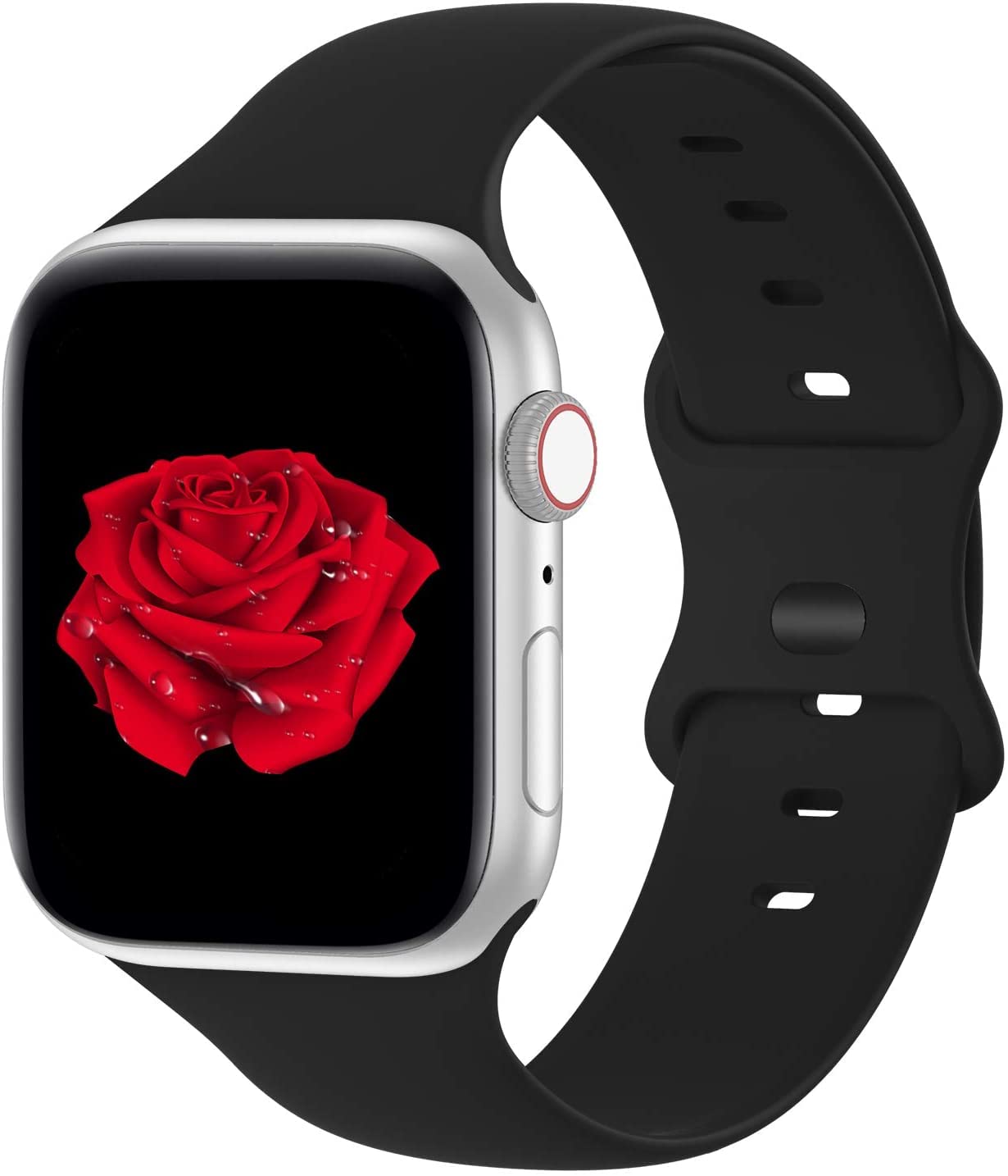 Waylon Watch Strap Compatible with Apple Watch Straps 38mm 40mm 41mm, Soft Silicone Sports Wristband for iWatch Series 7/6/5/4/3/2/1/SE (Watch Not Included) (38/40/41mm)(Black)