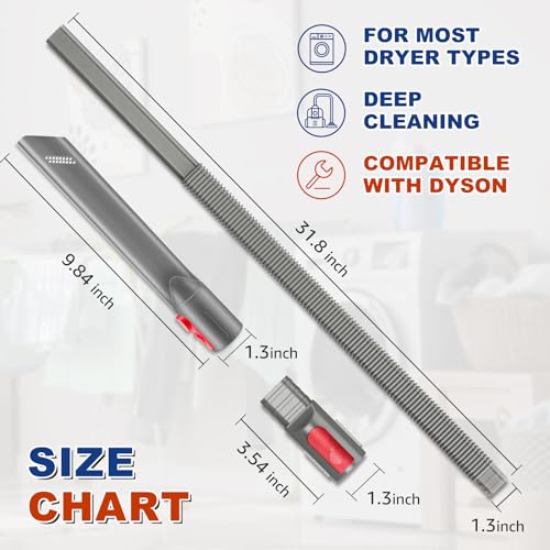 Image of Sealegend Crevice Tool Dryer Vent Lint Vacuum Attachments Compatible with Dyson V15 V12 V11 V10 V8 V7 Vacuum Cleaner Dryer vent Cleaner Kit, Flexible Dryer Lint Removal Tool