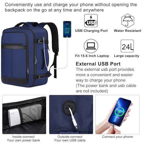 Image of Travel Backpack for Men,Carry On Backpack with Shoe Pouch, TSA 15.6 inch Laptop Back Pack Flight Approved, College Gym Bag Casual Daypack for Weekender Business Hiking,Bookbag Travel Essentials,Blue